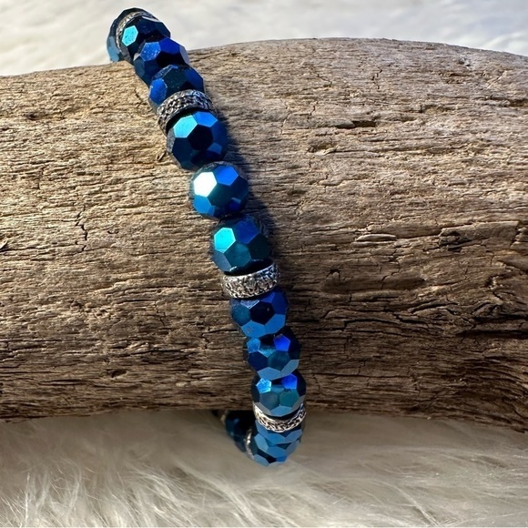 Alex & Ani Bracelet Blue and Silver Beads Adjustable - Picture 2 of 5